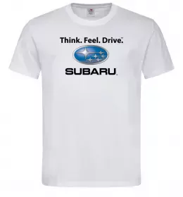 Мужская футболка Think feel drive Subaru Белый фото