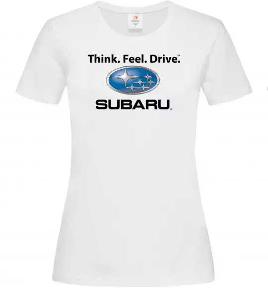 Жіноча футболка Think feel drive Subaru Білий фото