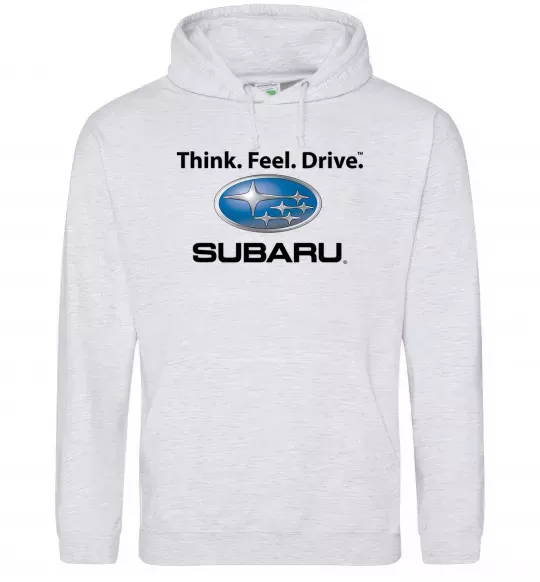 Чоловіча толстовка (худі) Think feel drive Subaru Сірий меланж фото
