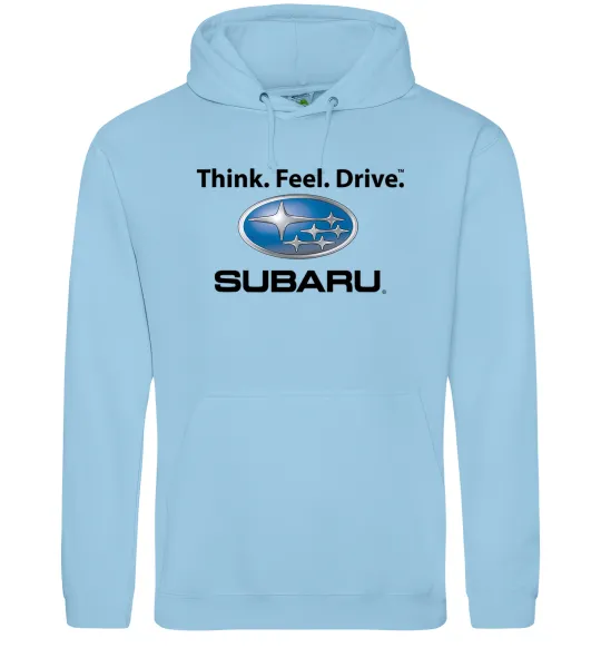 Мужская толстовка (худи) Think feel drive Subaru Голубой фото