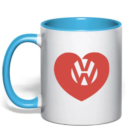 Чашка с цветной ручкой Love W Голубой фото