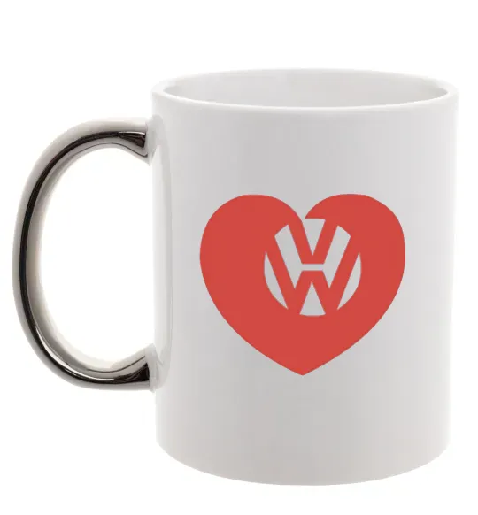 Чашка с цветной ручкой Love W Серебро фото