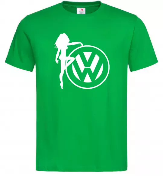 Мужская футболка Girls love Volkswagen Зеленый фото