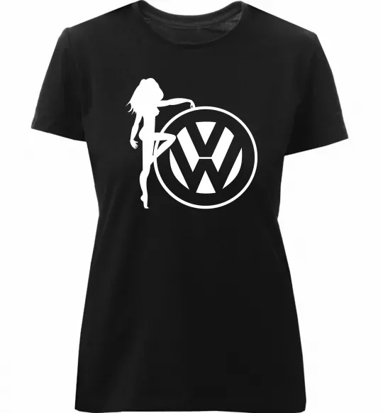 Женская премиум футболка Girls love Volkswagen Черный фото