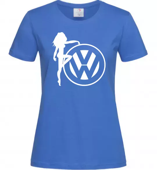 Женская футболка Girls love Volkswagen Ярко-синий фото