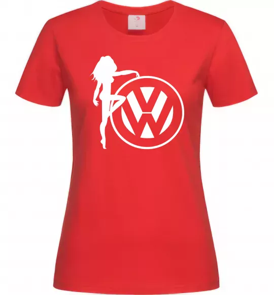 Женская футболка Girls love Volkswagen Красный фото