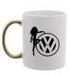 Чашка з кольоровою ручкою Girls love Volkswagen Золото фото
