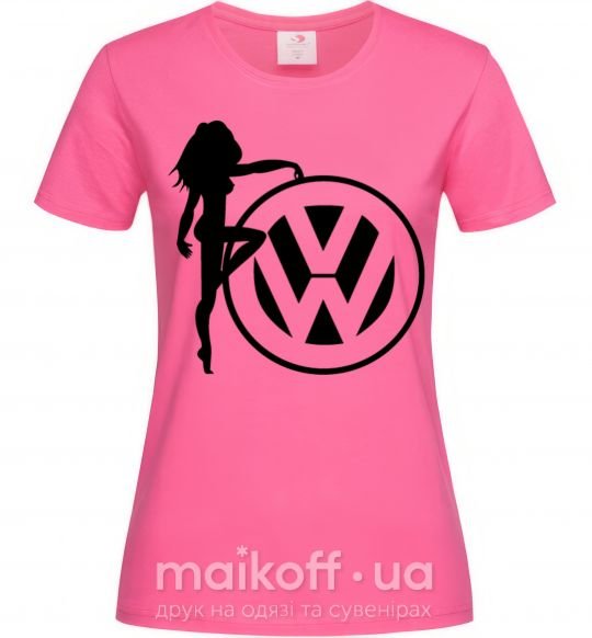 Женская футболка Girls love Volkswagen Ярко-розовый фото