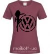Женская футболка Girls love Volkswagen Бордовый фото