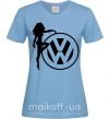 Женская футболка Girls love Volkswagen Голубой фото