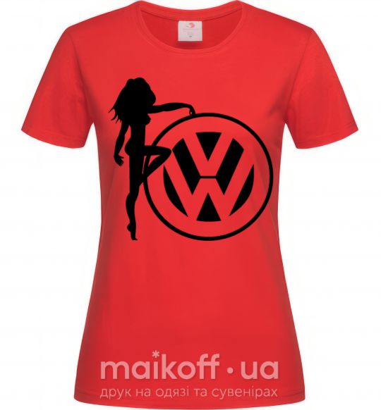 Женская футболка Girls love Volkswagen Красный фото