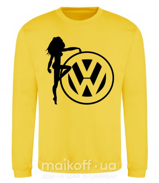 Світшот Girls love Volkswagen Сонячно жовтий фото
