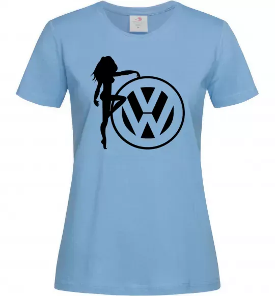 Женская футболка Girls love Volkswagen Голубой фото