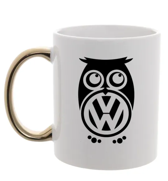Чашка с цветной ручкой Сова Volkswagen Золото фото