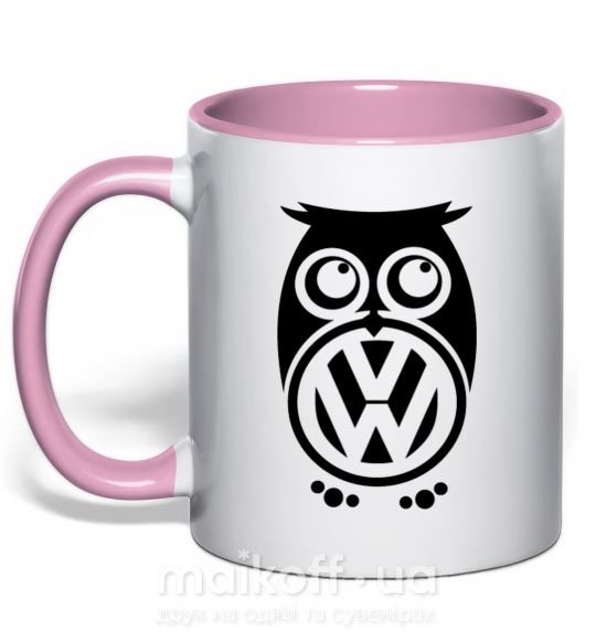 Чашка з кольоровою ручкою Сова Volkswagen Ніжно рожевий фото