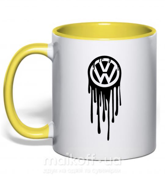 Чашка з кольоровою ручкою Volkswagen клякса Сонячно жовтий фото