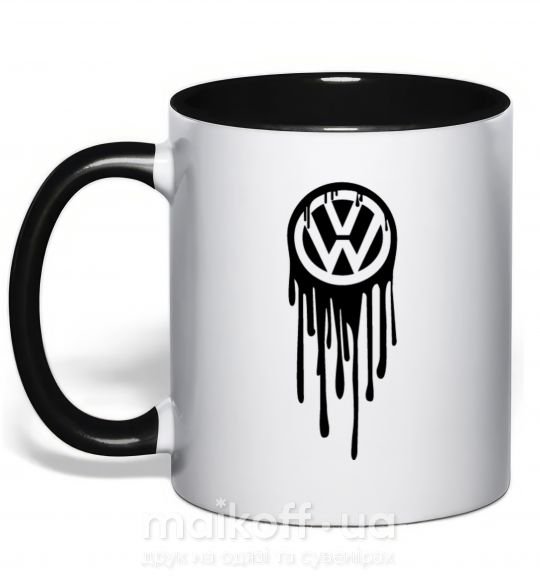 Чашка з кольоровою ручкою Volkswagen клякса Чорний фото