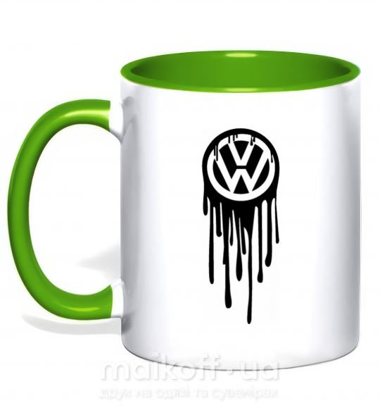 Чашка с цветной ручкой Volkswagen клякса Зеленый фото