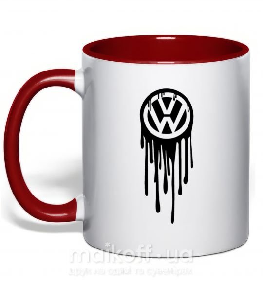 Чашка з кольоровою ручкою Volkswagen клякса Червоний фото