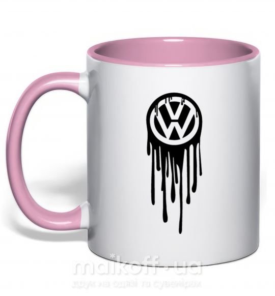 Чашка з кольоровою ручкою Volkswagen клякса Ніжно рожевий фото