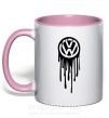 Чашка с цветной ручкой Volkswagen клякса Нежно розовый фото