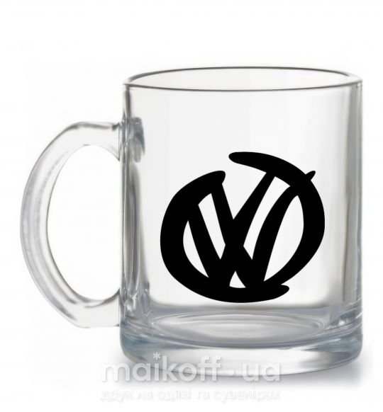 Чашка стеклянная Volkswagen фломастером Прозрачный фото