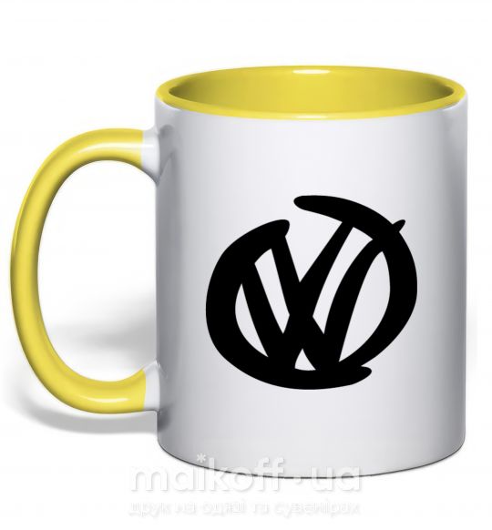 Чашка з кольоровою ручкою Volkswagen фломастером Сонячно жовтий фото