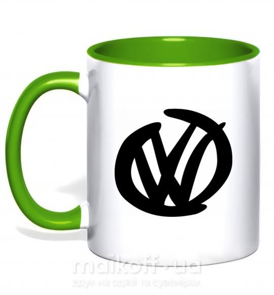 Чашка с цветной ручкой Volkswagen фломастером Зеленый фото