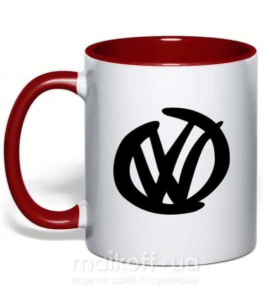 Чашка з кольоровою ручкою Volkswagen фломастером Червоний фото