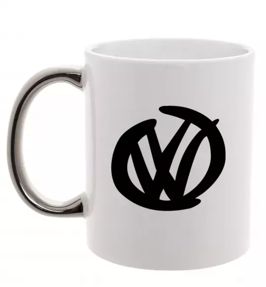 Чашка з кольоровою ручкою Volkswagen фломастером Срібло фото