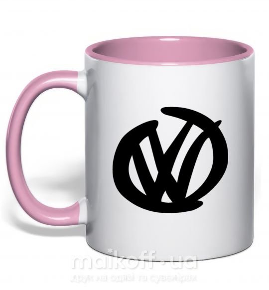 Чашка з кольоровою ручкою Volkswagen фломастером Ніжно рожевий фото