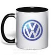 Чашка з кольоровою ручкою Volkswagen цветной лого Чорний фото