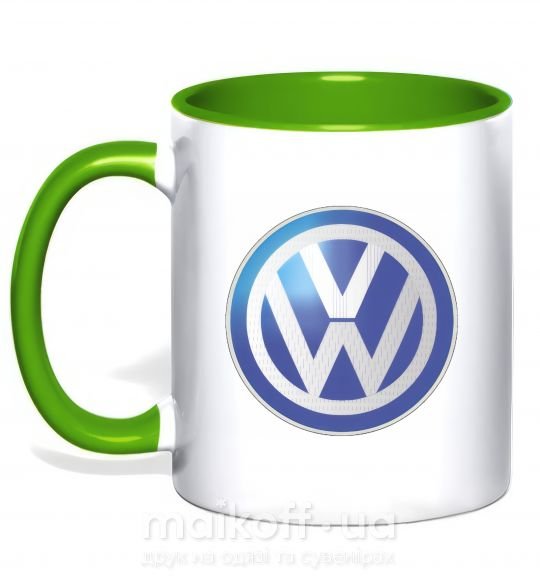 Чашка з кольоровою ручкою Volkswagen цветной лого Зелений фото