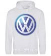 Мужская толстовка (худи) Volkswagen цветной лого Серый меланж фото