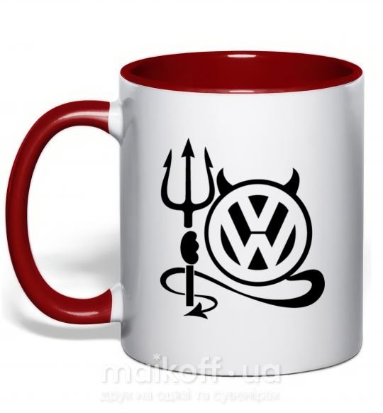 Чашка з кольоровою ручкою Volkswagen devil Червоний фото