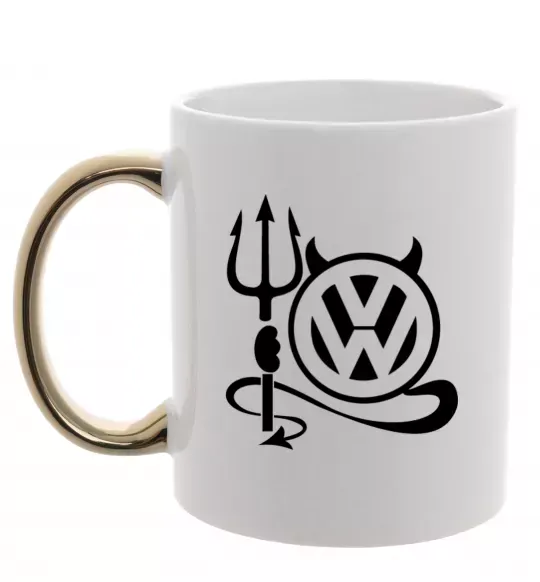 Чашка с цветной ручкой Volkswagen devil Золото фото