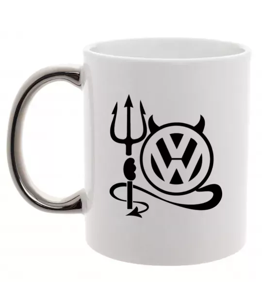 Чашка с цветной ручкой Volkswagen devil Серебро фото