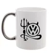 Чашка с цветной ручкой Volkswagen devil Серебро фото