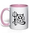 Чашка з кольоровою ручкою Volkswagen devil Ніжно рожевий фото