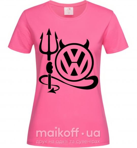 Жіноча футболка Volkswagen devil Яскраво-рожевий фото