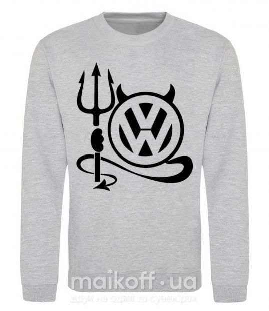 Свитшот Volkswagen devil Серый меланж фото