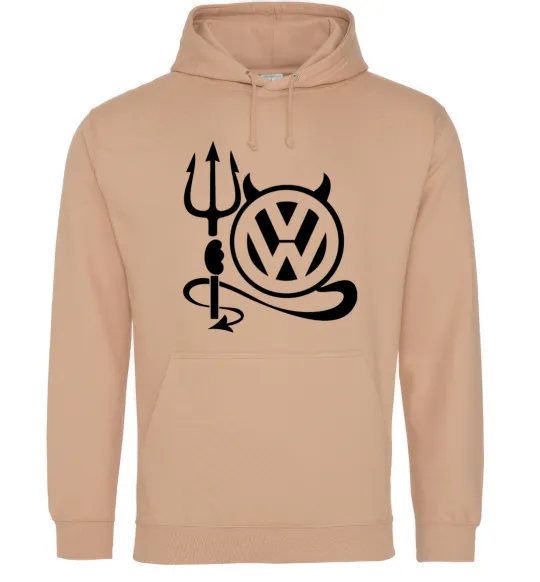 Мужская толстовка (худи) Volkswagen devil Песочный фото
