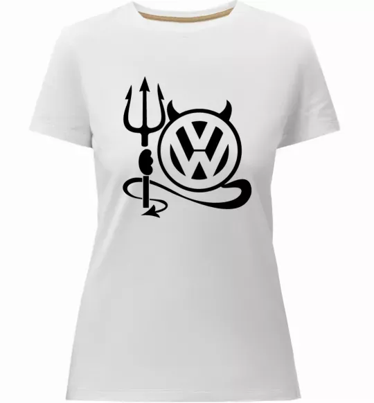 Женская премиум футболка Volkswagen devil Белый фото