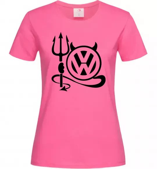 Жіноча футболка Volkswagen devil Яскраво-рожевий фото