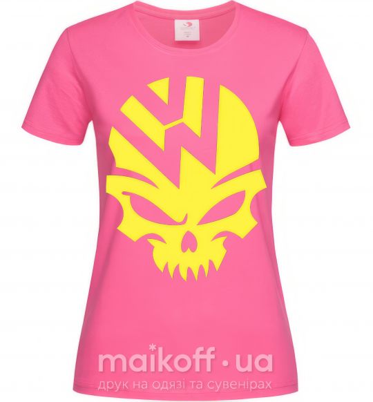 Женская футболка Volkswagen skull Ярко-розовый фото