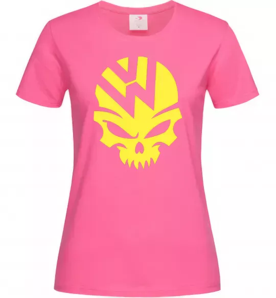 Женская футболка Volkswagen skull Ярко-розовый фото