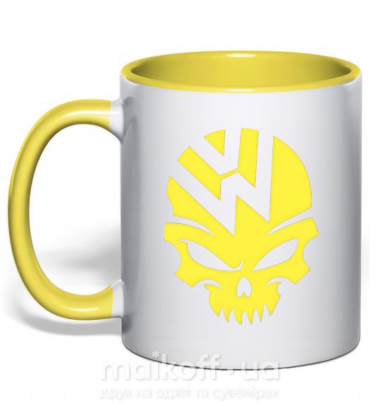 Чашка с цветной ручкой Volkswagen skull Солнечно желтый фото