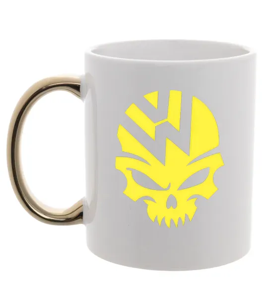 Чашка з кольоровою ручкою Volkswagen skull Золото фото