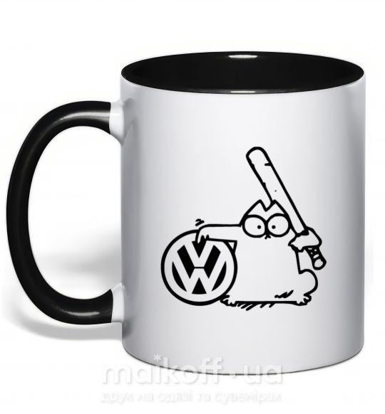 Чашка з кольоровою ручкою Danger Volkswagen Чорний фото