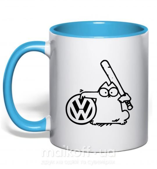 Чашка з кольоровою ручкою Danger Volkswagen Блакитний фото